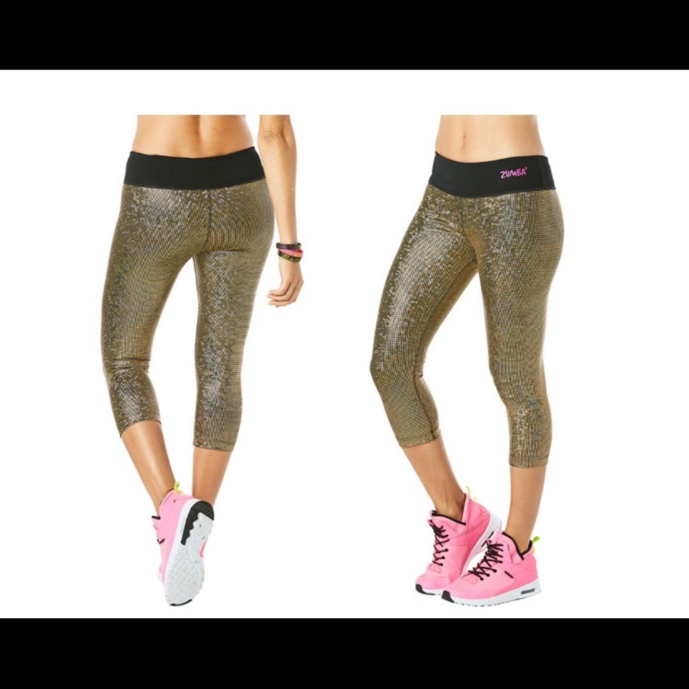 Zumba Light Up The Dance Floor Metallic Capri, S
